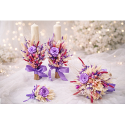 Set 2 lumanari cununie fuchsia/lila - SimoART